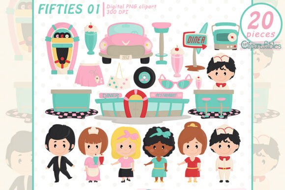 Download Cute 1950's Clipart, Fifties, Diner Art - Diner Collection