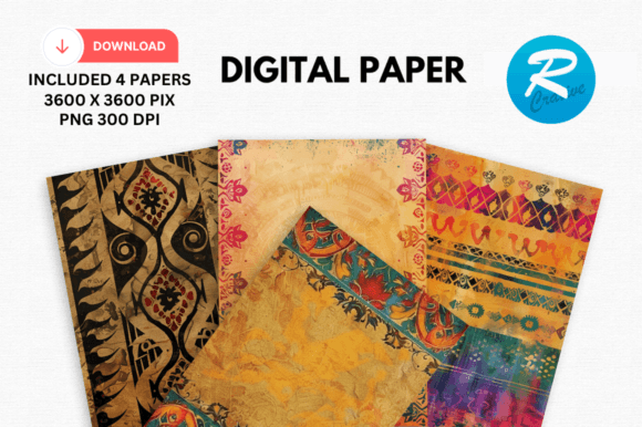 Download Watercolor Ethnic Digital Paper Patterns - Ethnic digital paper Collection