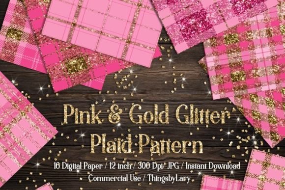 Download Luxury Gold Pink Glitter Plaid Papers - Plaid papers Collection