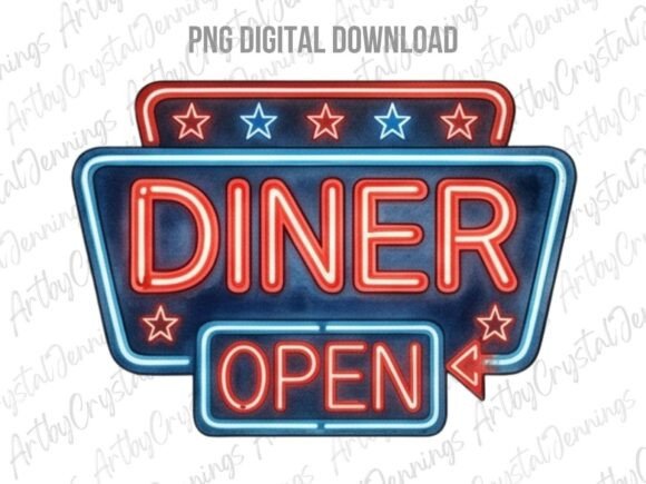Download Retro Notalgic Diner Neon Sign PNG - Diner Collection