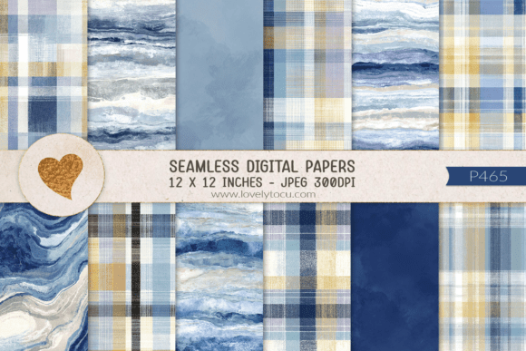 Download Beachy Blue Waves and Plaid Papers - Plaid papers Collection
