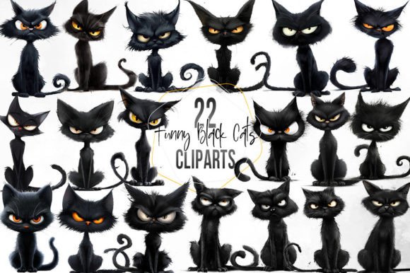 Download Funny Quirky Black Cats Clipart - Funny Collection