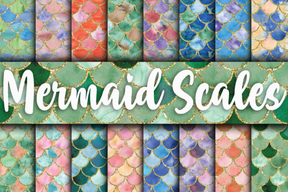 Download Watercolor Mermaid Scales Digital Paper - Mermaid scales digital paper Collection