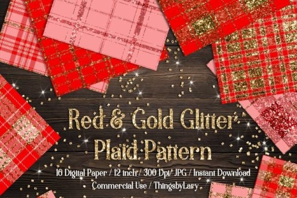 Download Luxury Gold Red Glitter Plaid Papers - Plaid papers Collection