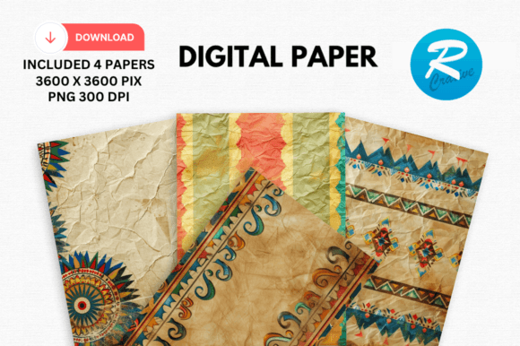 Download Watercolor Ethnic Digital Paper Patterns - Ethnic digital paper Collection