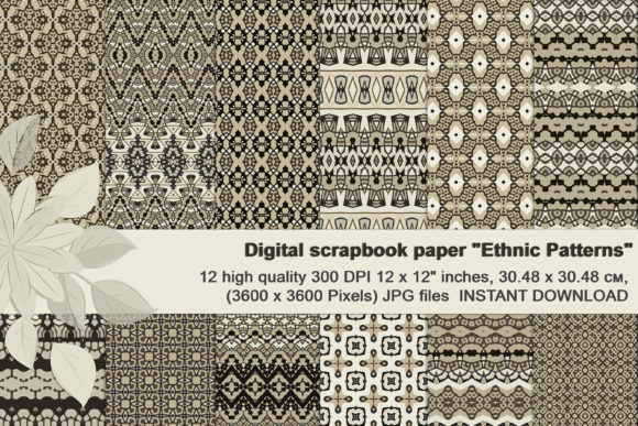 Download Black and Ivory Ethnic Digital Paper - Ethnic digital paper Collection