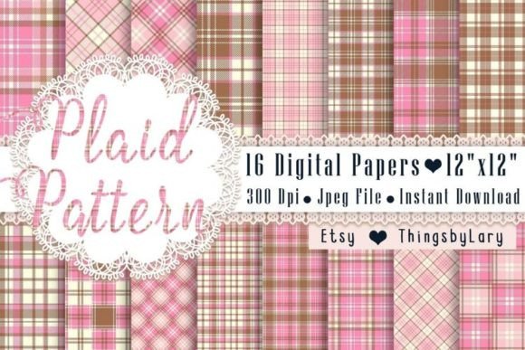 Download 16 Seamless Pink and Brown Plaid Papers - Plaid papers Collection