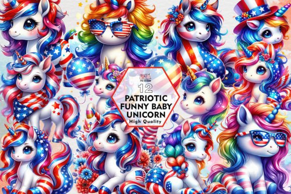 Download Patriotic Funny Baby Unicorn Clipart PNG - Funny Collection