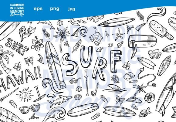 Download Horizontal Background Surf Hand Drawn - Premium Resources