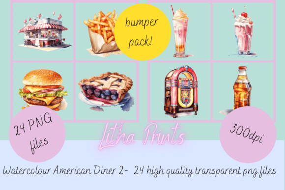 Download Watercolour American Diner 2 - Premium Bundle