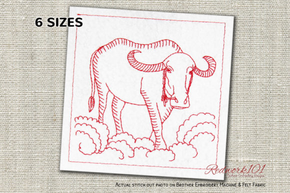 Download Water Buffalo Redwork - Premium Bundle