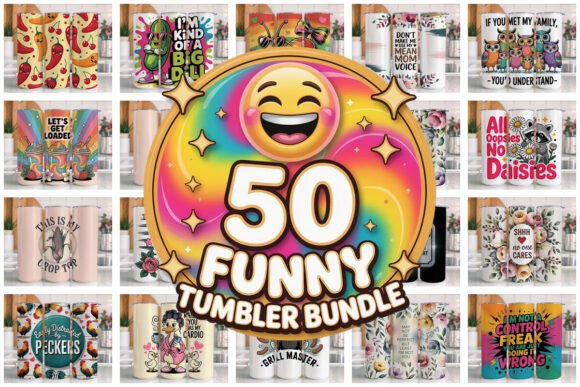 Download 50 Funny Tumbler Wrap Bundle PNG V4 - Funny Collection