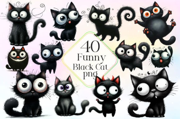 Download Funny Black Cats Sublimation Clipart - Funny Collection