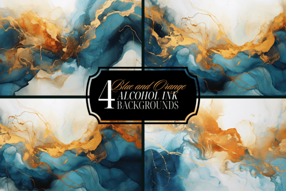 Download Blue Orange Alcohol Ink Background Pack - Background pack Collection