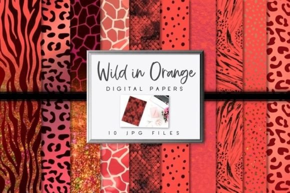 Download Orange Animal Print Digital Papers - Animal print digital papers Collection