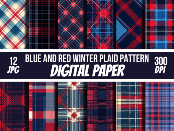 Download Blue and Red Winter Plaid Papers Pattern - Plaid papers Collection